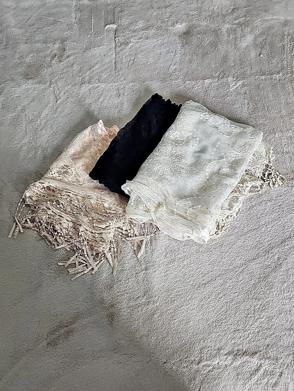 Pier 1 Imports Three Lace Scarves in White, Black & Pink Like New